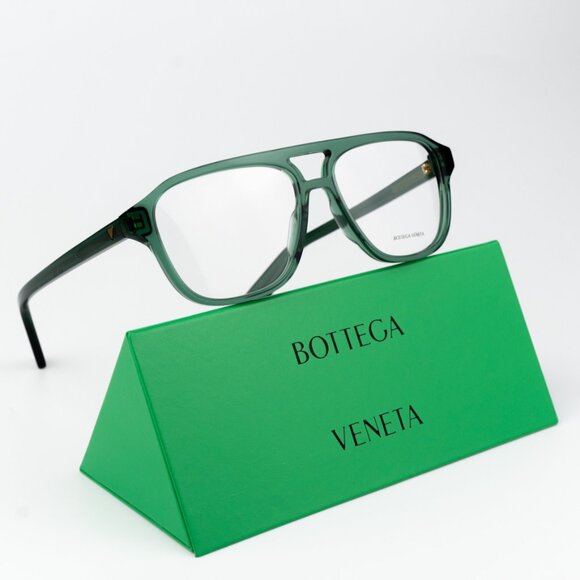Bottega Veneta BV1294O 003 Green Pilot Women Eyeglasses BRAND NEW - Picture 2 of 12